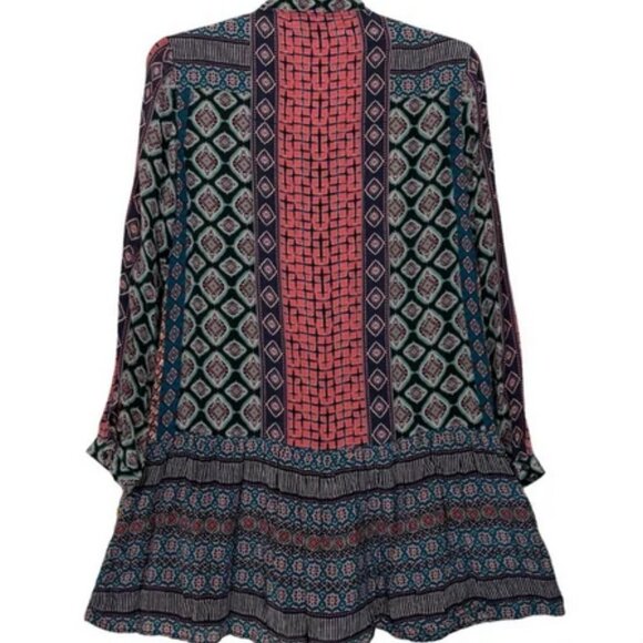 NWOT TOLANI Rory Mixed-Print with Embroidery Flounce-Hem Tunic Dress - Picture 2 of 16